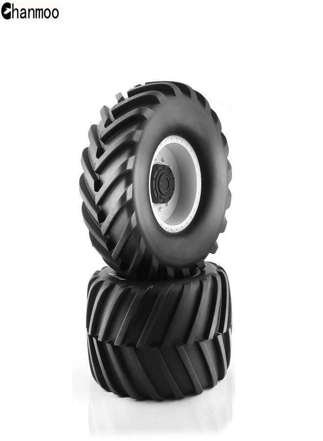 Chanmoo 1/10 RC Monster Truck Tires and Hard Plastic Wheels Rims 12mm Hex Rubber Buggy Off Road Tyres with Foam for 1:10 Scale Truck Car Traxxas VXL 2WD Hoss 4x4 HSP HPI Tamiya Kyosho 4PCS (White) - Image 5